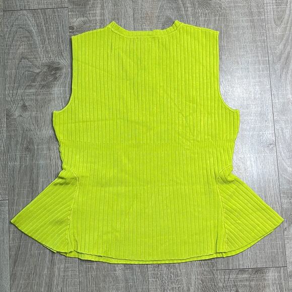 HALOGEN Green Sorbet Sleeveless Peplum Ribbed Sweater Blouse Women’s - Picture 8 of 10